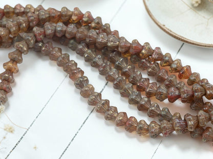 *27* 9x10mm Blended Cardinal Crystal Picasso Bell Flower Beads
