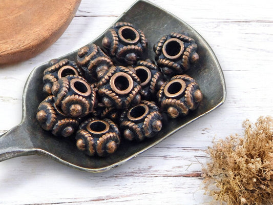 *50* 8x5mm Antique Copper Rounded Rondelle Spacer Beads