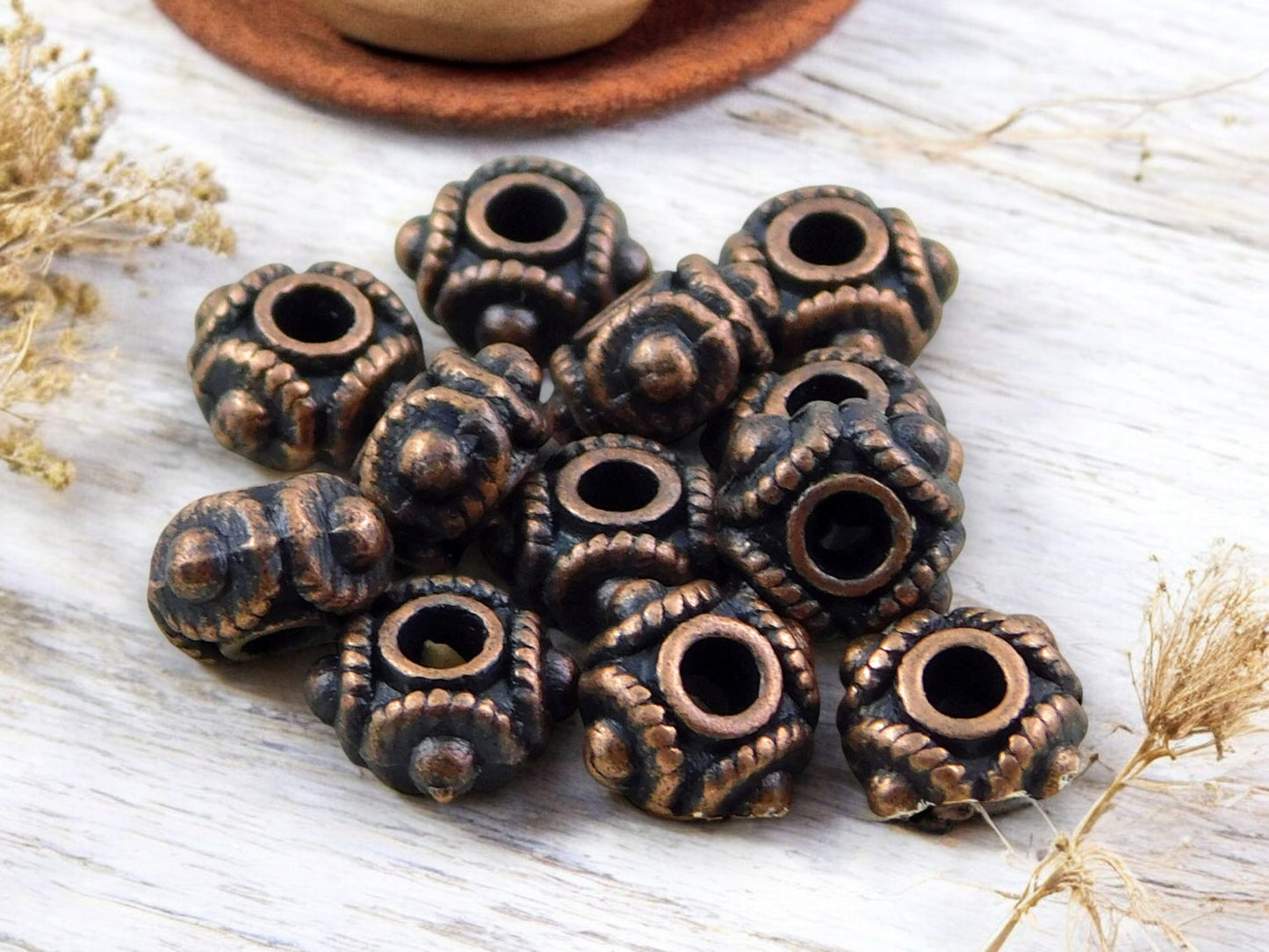 *50* 8x5mm Antique Copper Rounded Rondelle Spacer Beads