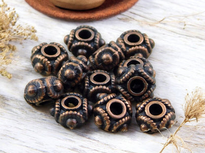 *50* 8x5mm Antique Copper Rounded Rondelle Spacer Beads