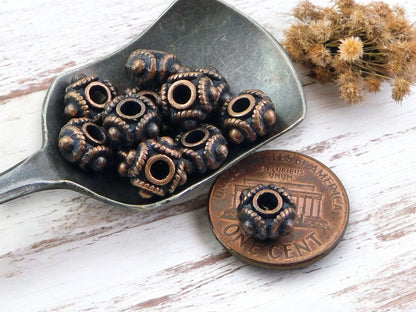 *50* 8x5mm Antique Copper Rounded Rondelle Spacer Beads