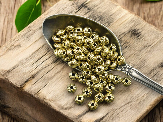 *100* 6mm Antique Gold Puffy Rondelle Spacer Beads