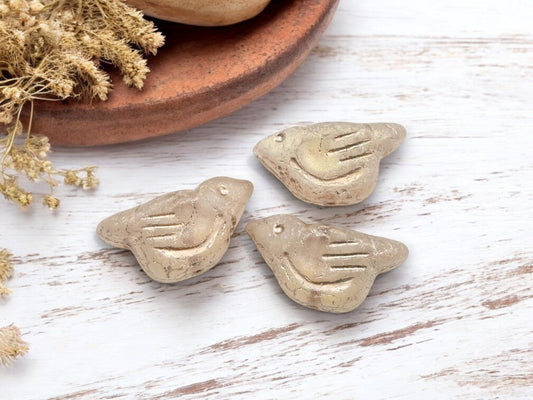 *6* 11x22mm Platinum Washed Matte Crystal AB Bird Beads