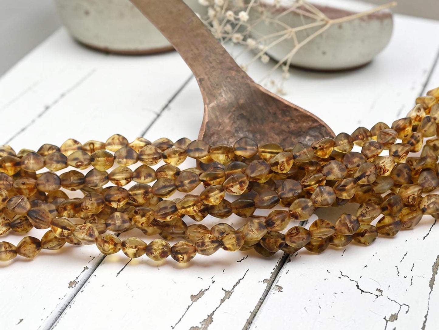 *30* 6mm Matte Crystal Picasso Pinch Beads