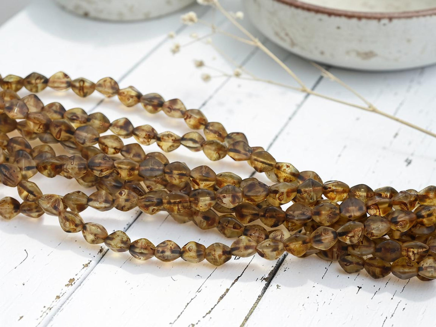 *30* 6mm Matte Crystal Picasso Pinch Beads
