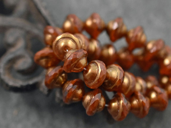 *15* 8x10mm Bronze Washed Sandstone Orange Saturn Beads