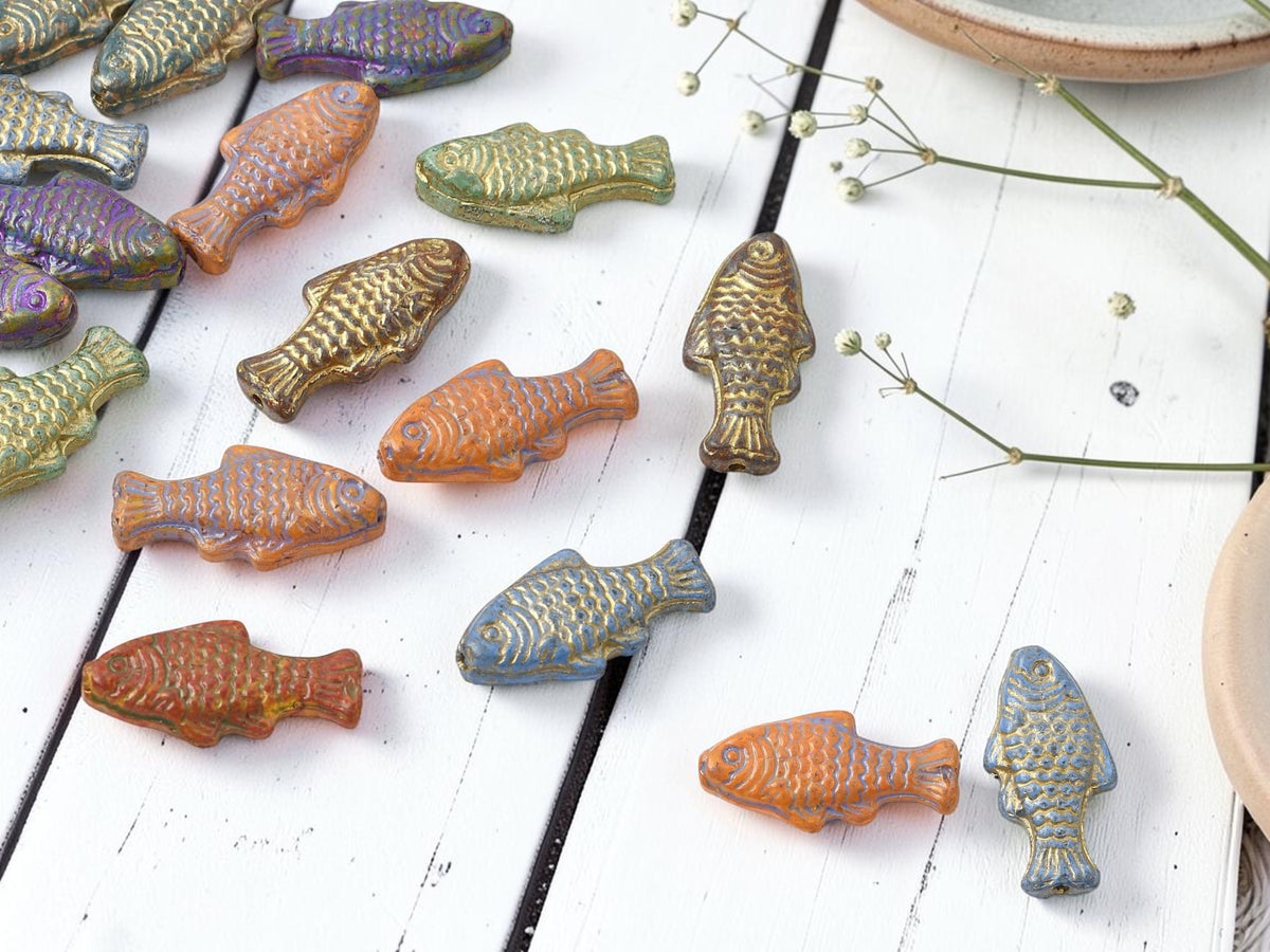 *10* 25x12x6mm Mixed Color Fish Beads