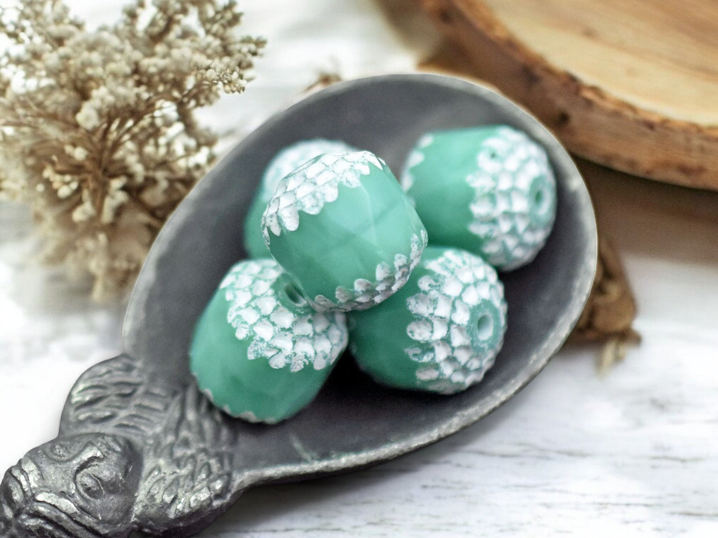 White Washed Opaque Turquoise Fire Polished Cathedral Beads -- Choose Your Size