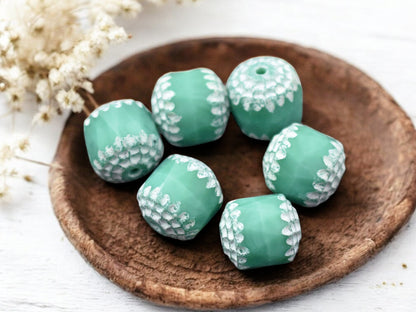 White Washed Opaque Turquoise Fire Polished Cathedral Beads -- Choose Your Size