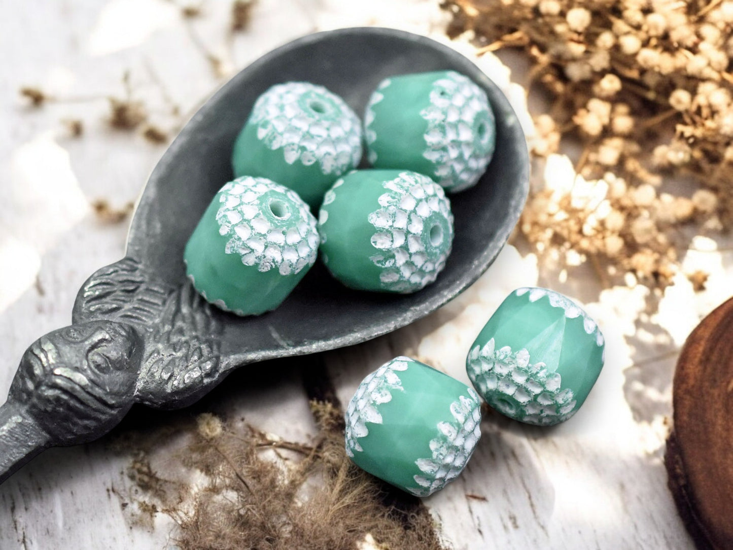 White Washed Opaque Turquoise Fire Polished Cathedral Beads -- Choose Your Size