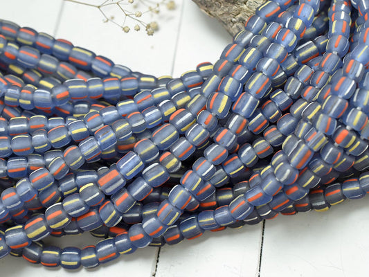 Striped Java Glass Beads -- Approx 24" Strand -  Indonesian Glass Beads