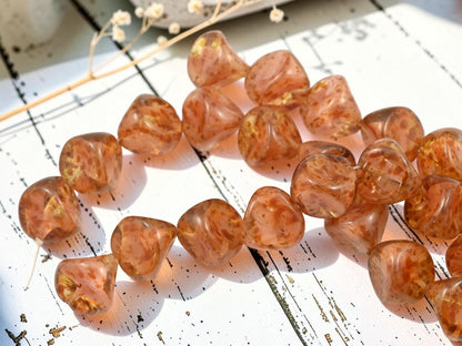 *9* 14mm Pink Crystal Picasso Pinched Triangle Nugget Beads