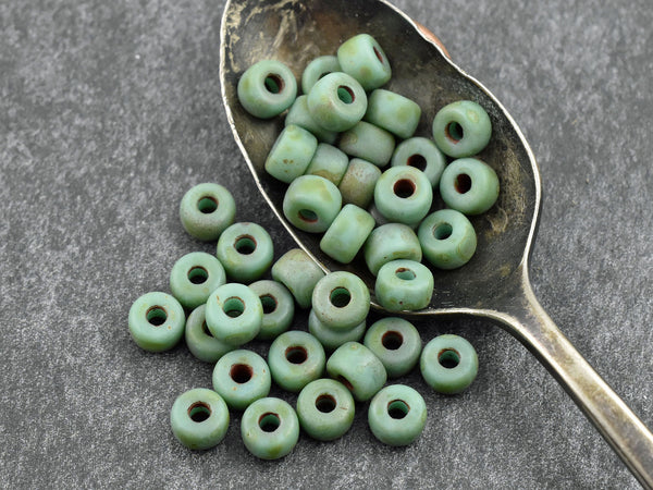 20g Matte Green Turquoise Travertine 2/0 Matubo Beads