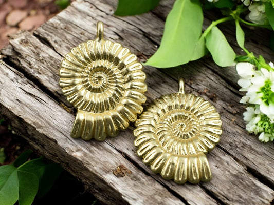 *2* 37x27mm Matte Gold Nautilus Pendants