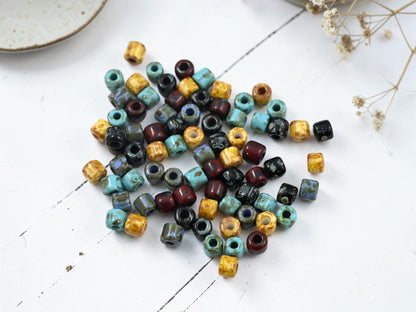 4.5mm Czech Glass Rola Beads -- 5 Color Picasso Mix -- Czech Seed Beads