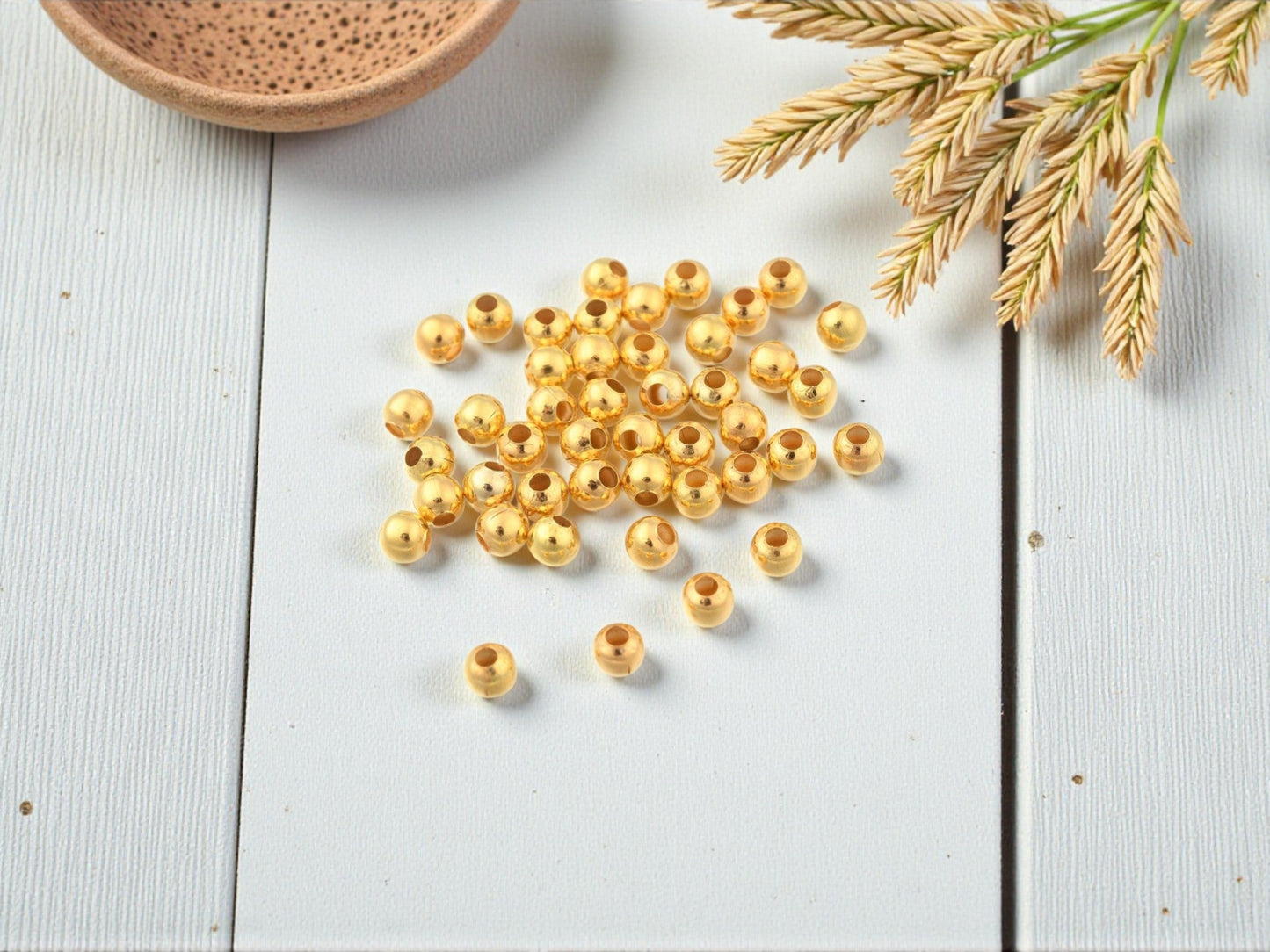Long Lasting Gold Plated Iron Round Spacer Beads - 20 grams