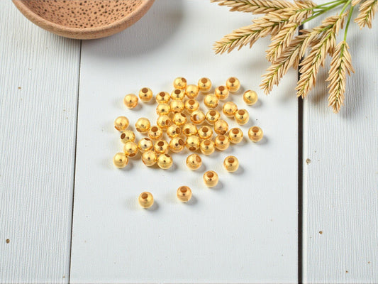 Long Lasting Gold Plated Iron Round Spacer Beads - 20 grams