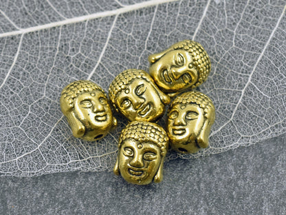 *20* 11x9mm  Antique Gold Buddha Head Beads