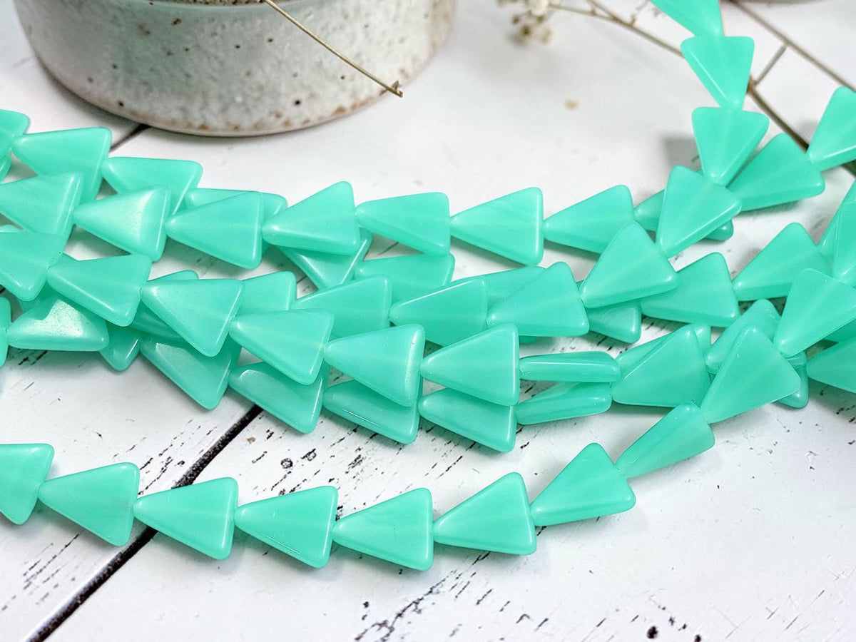 *15* 13x11mm Sea Green Opaline Triangle Beads