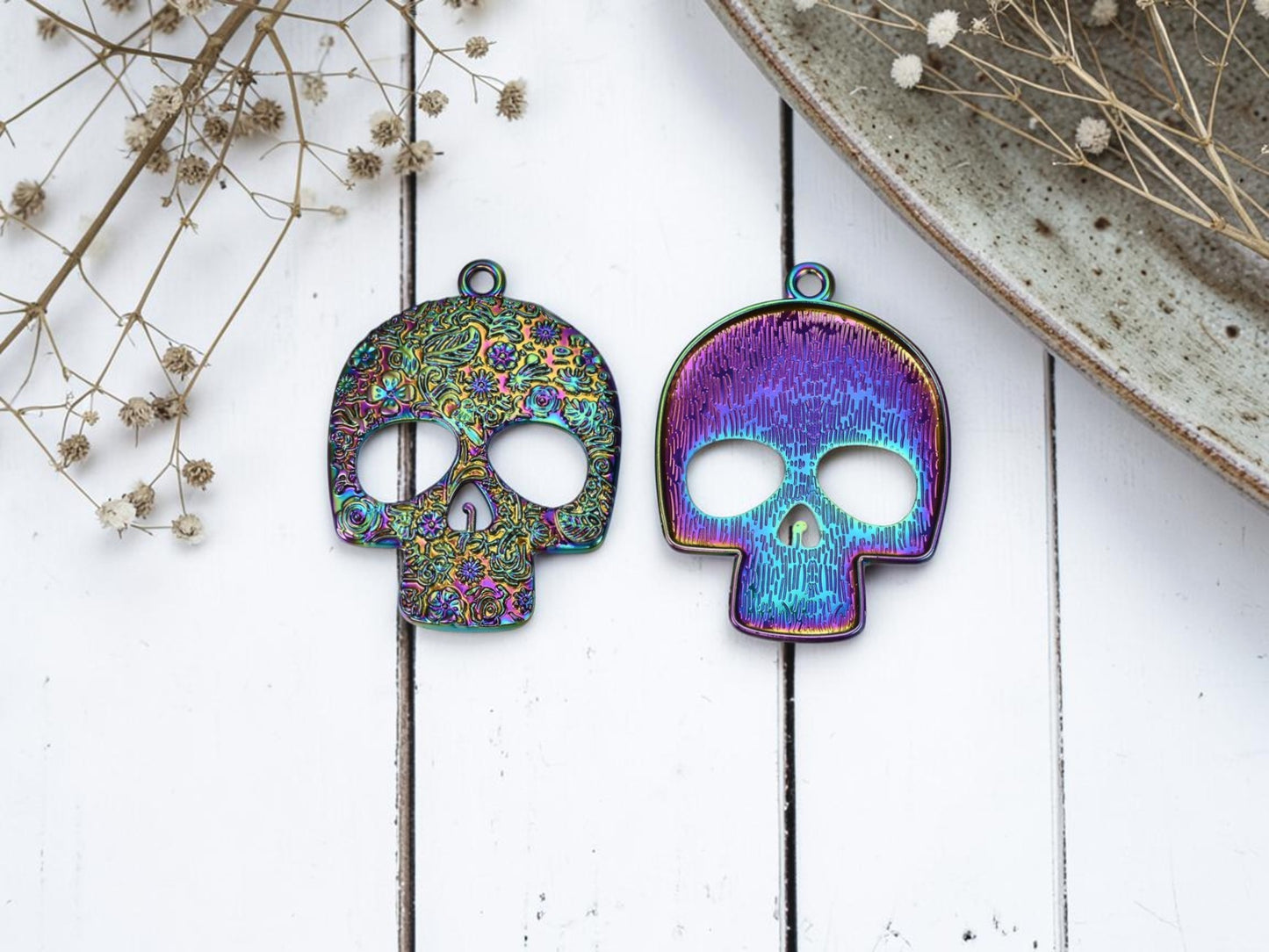66x48mm Rainbow Affect Sugar Skull Pendant