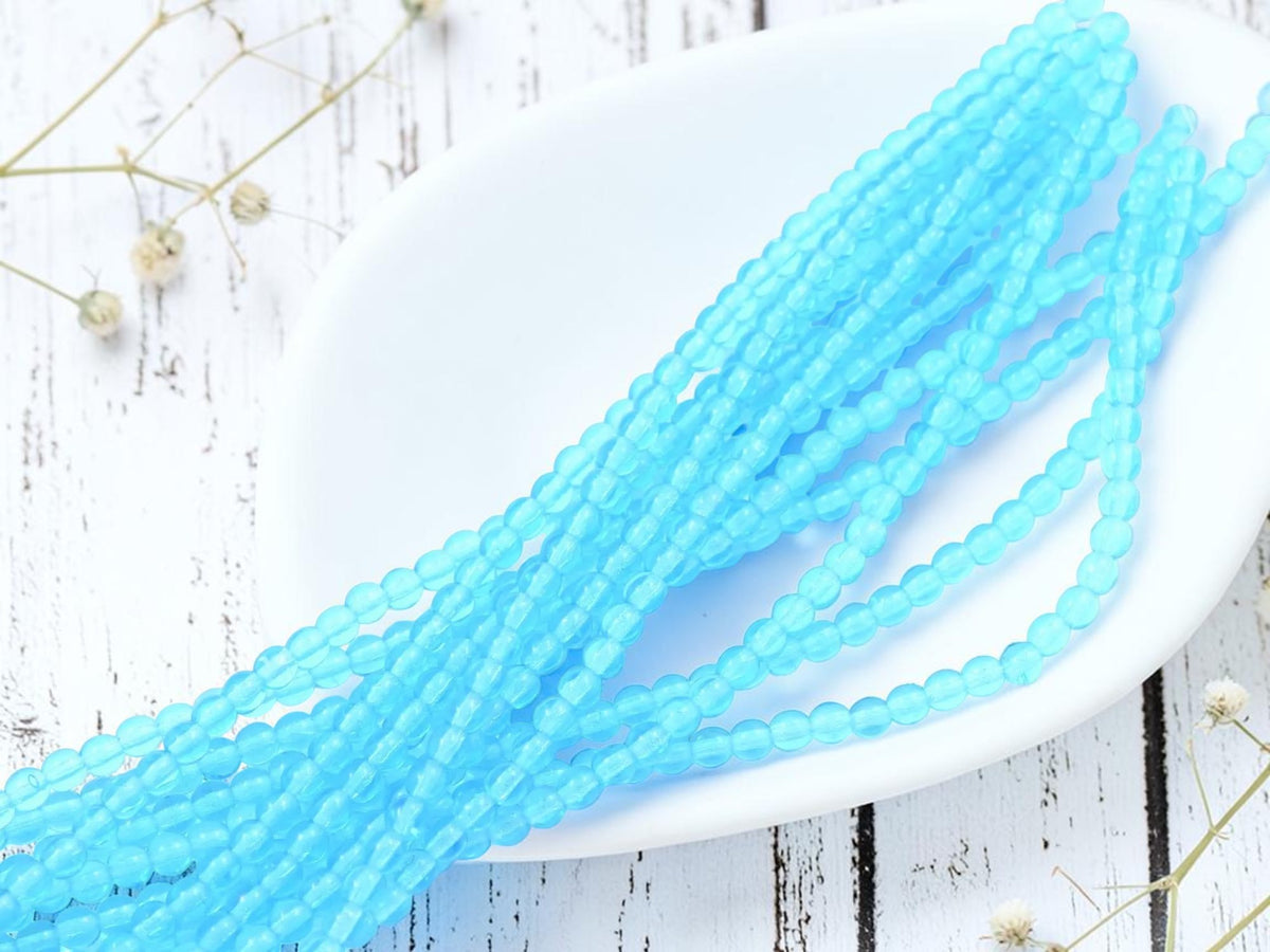 *50* 4mm Blue Aqua Round Druk Beads