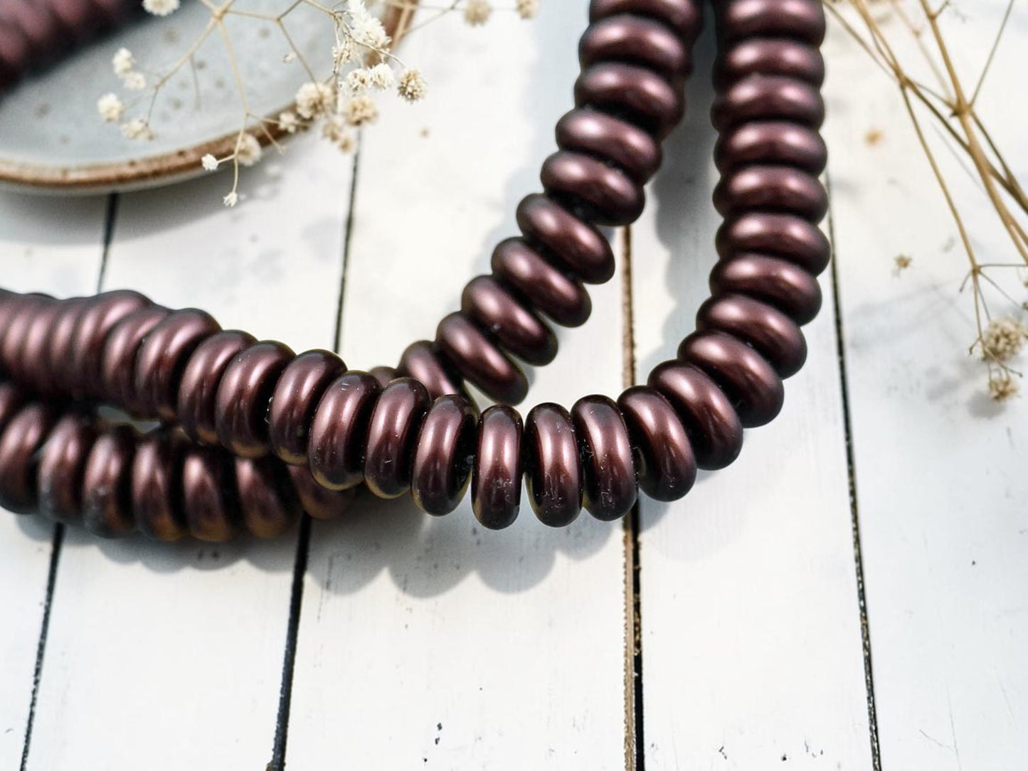 8x3mm Bordeaux Celestial Pearl Rondelle Beads (16" Strand)