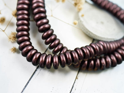 8x3mm Bordeaux Celestial Pearl Rondelle Beads (16" Strand)