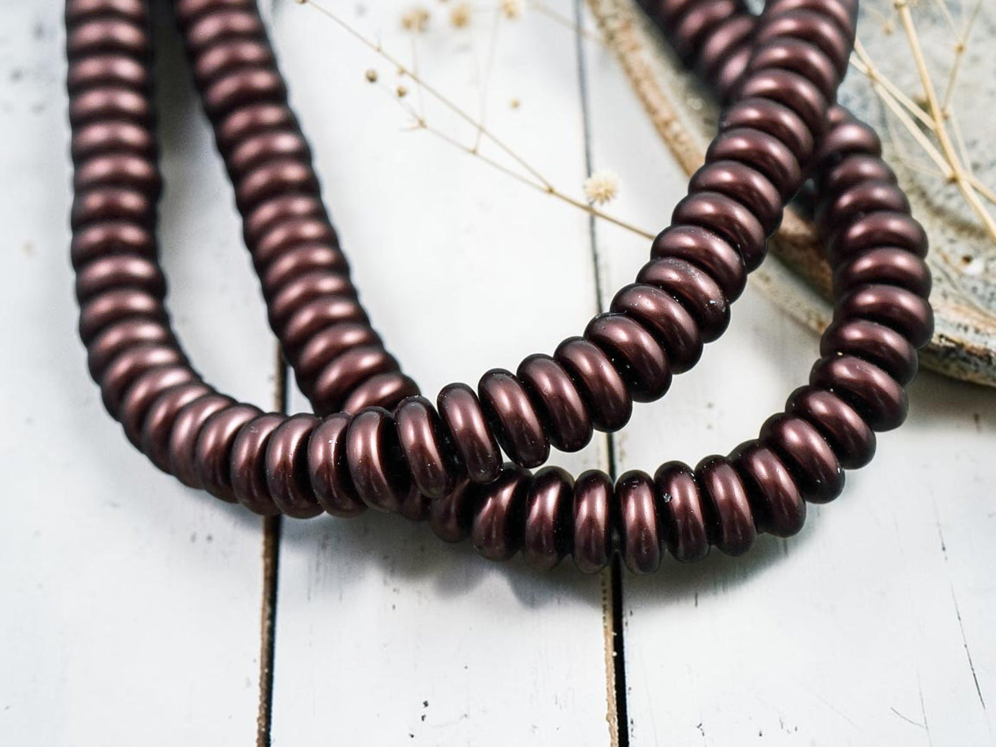 8x3mm Bordeaux Celestial Pearl Rondelle Beads (16" Strand)