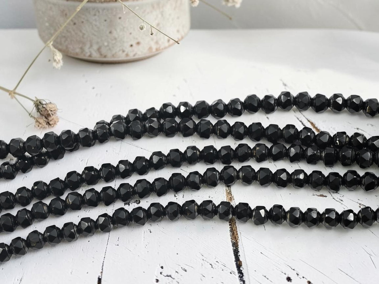*42* 5mm Jet Black Faceted Rondelle Beads
