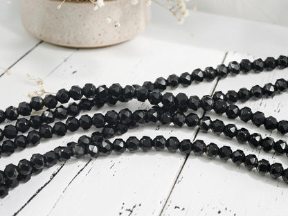 *42* 5mm Jet Black Faceted Rondelle Beads
