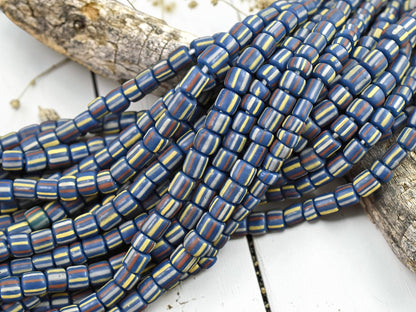 Striped Java Glass Beads -- Approx 24" Strand -  Indonesian Glass Beads
