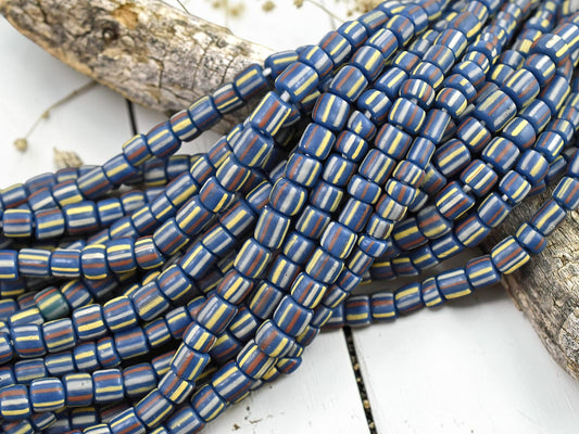 Striped Java Glass Beads -- Approx 24" Strand -  Indonesian Glass Beads