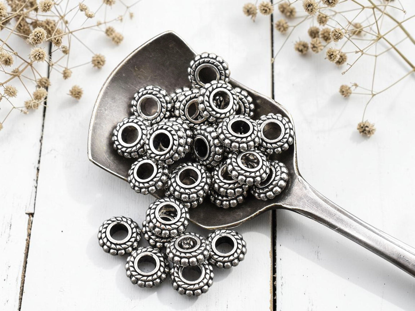 *100* 8x3mm Antique Silver Rondelle Spacer Beads