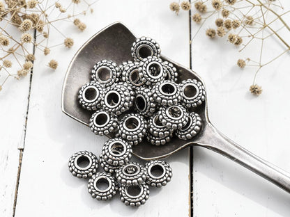 *100* 8x3mm Antique Silver Rondelle Spacer Beads