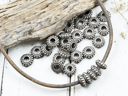 *100* 8x3mm Antique Silver Rondelle Spacer Beads