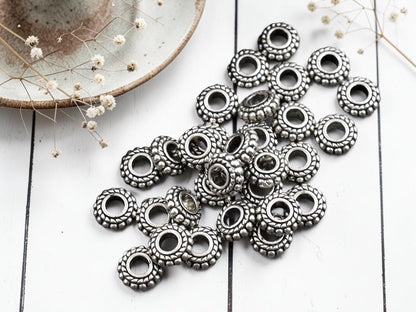 *100* 8x3mm Antique Silver Rondelle Spacer Beads