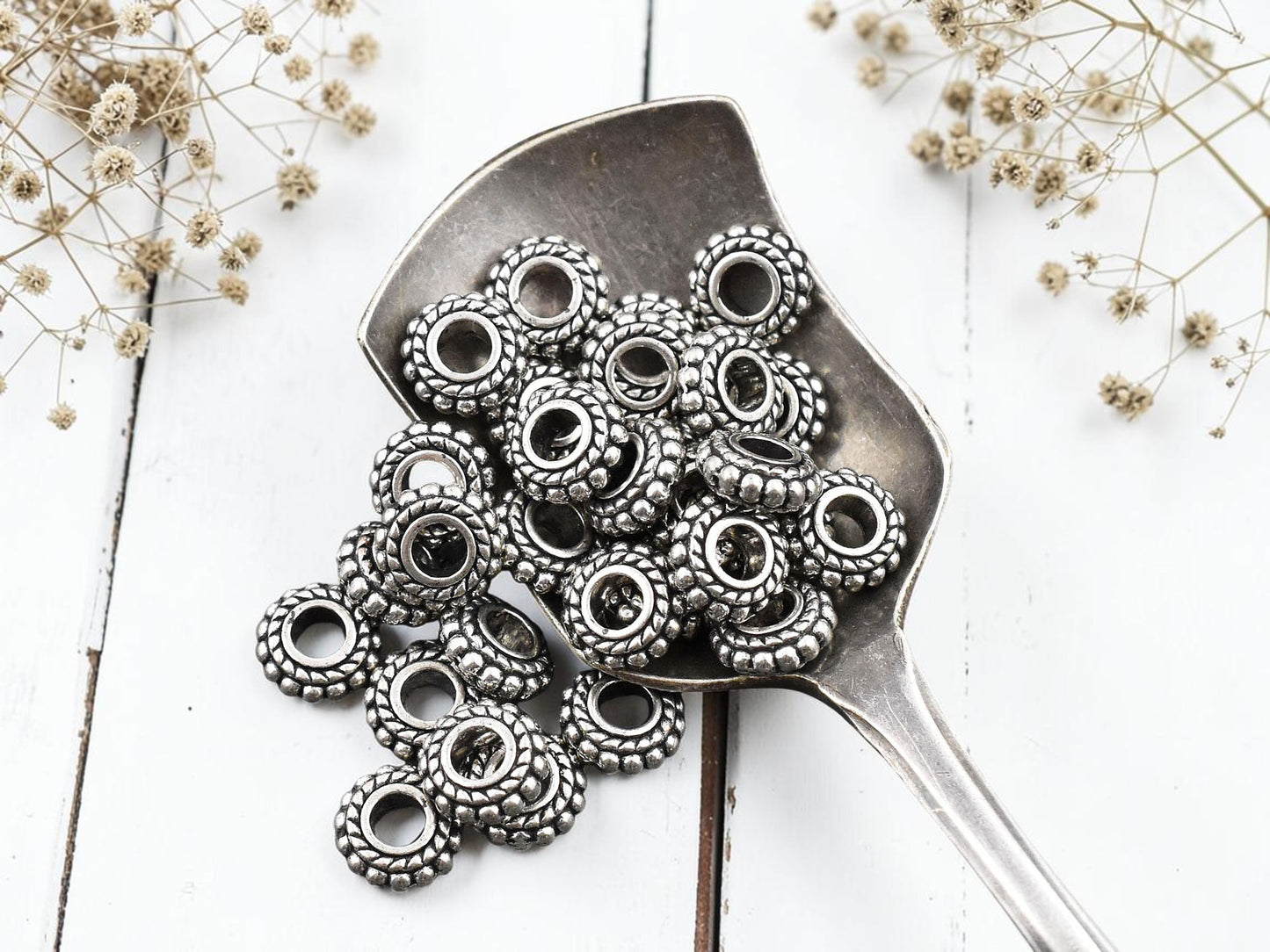 *100* 8x3mm Antique Silver Rondelle Spacer Beads