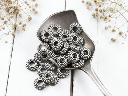 *100* 8x3mm Antique Silver Rondelle Spacer Beads