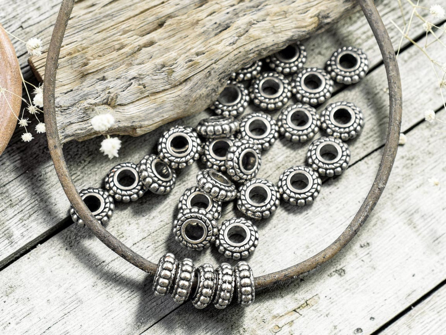 *100* 8x3mm Antique Silver Rondelle Spacer Beads