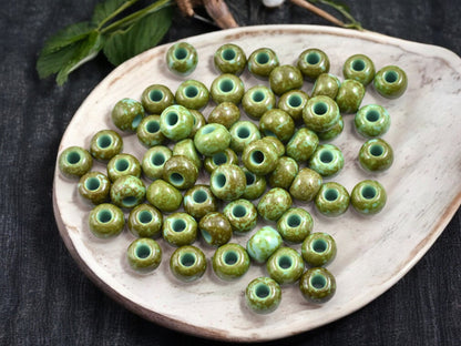 50G Opaque Turquoise Picasso Czech 32/0 Seed Beads