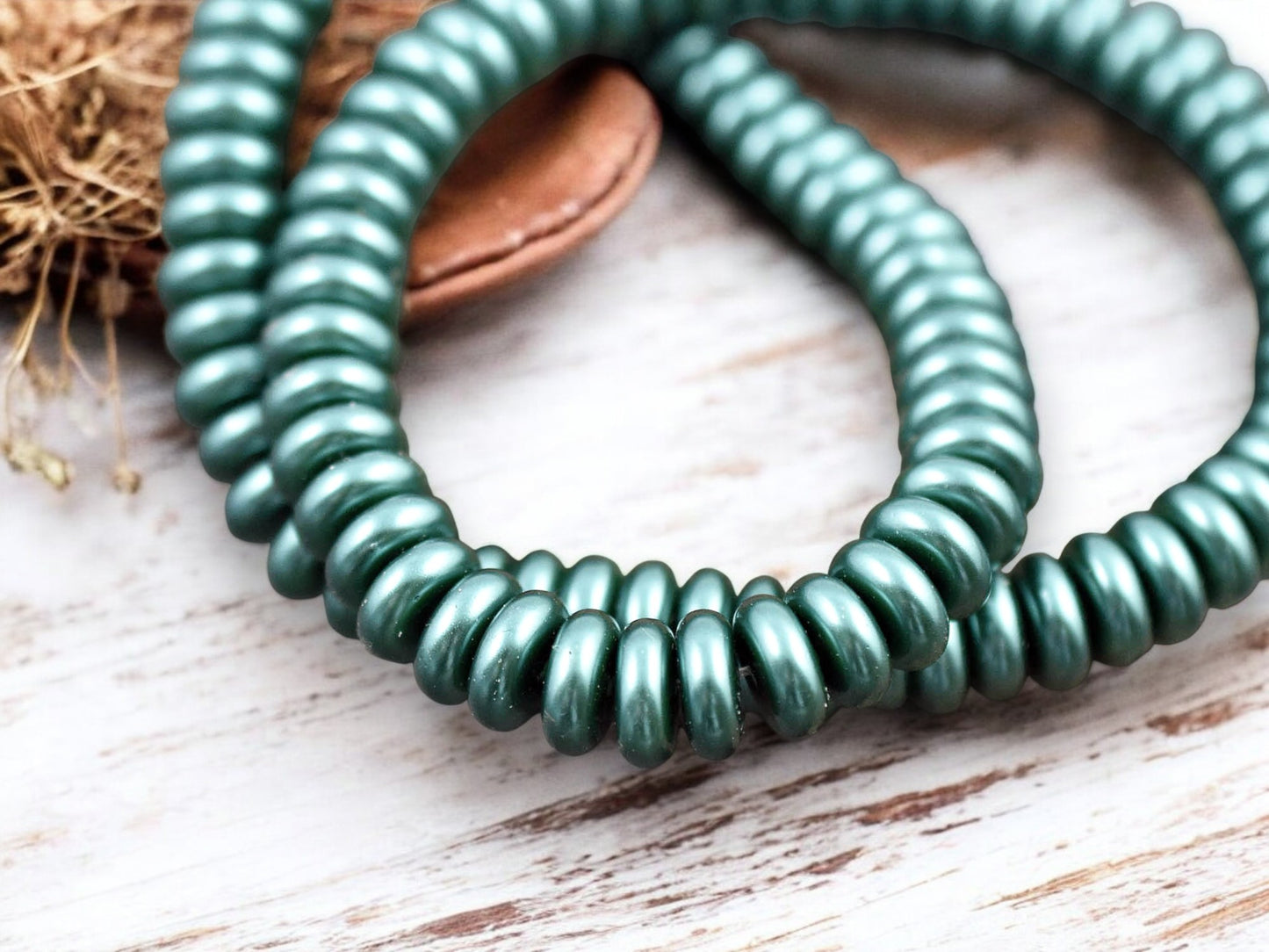 8x3mm Teal Celestial Pearl Rondelle Beads (16" Strand)