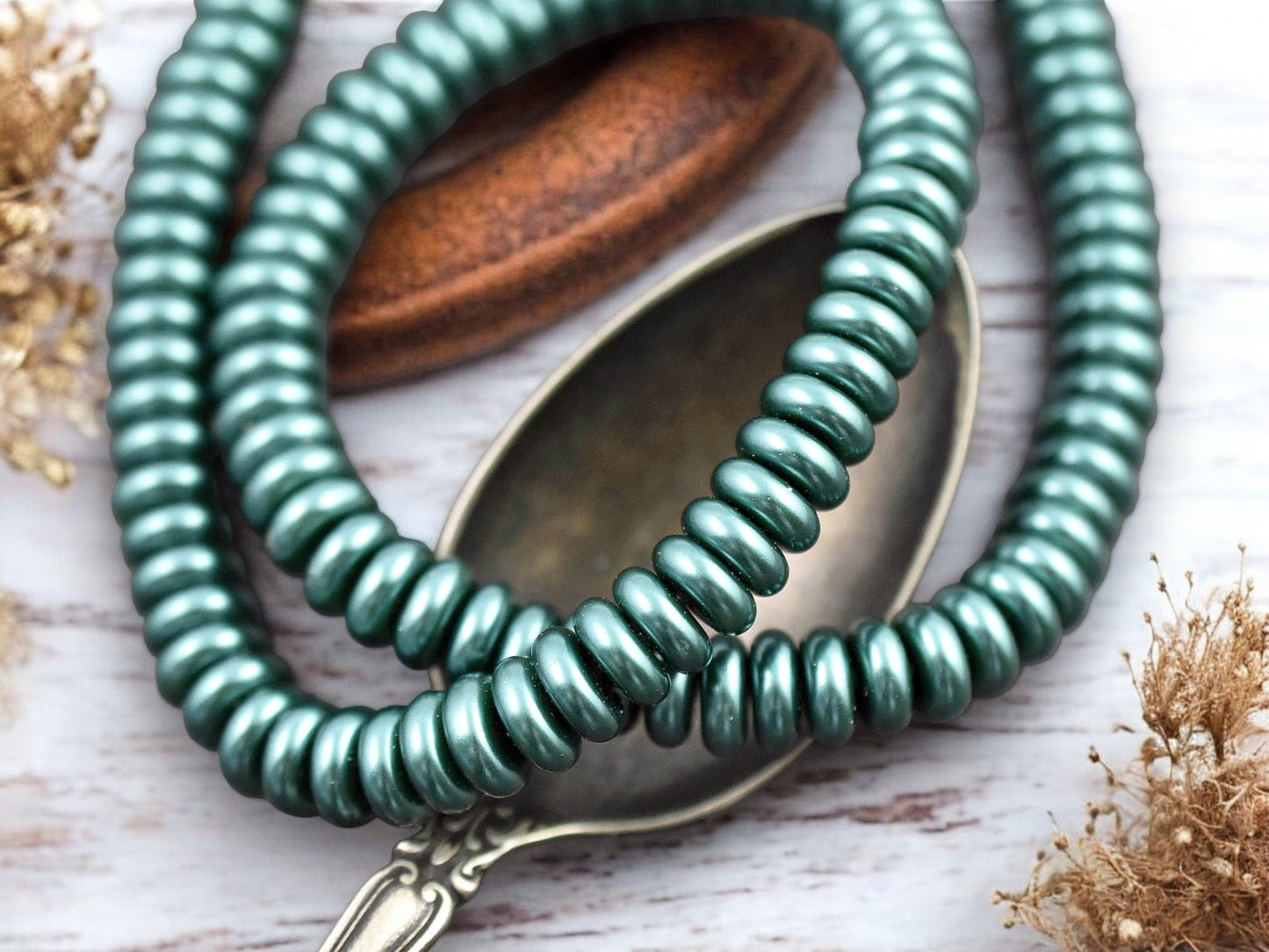 8x3mm Teal Celestial Pearl Rondelle Beads (16" Strand)