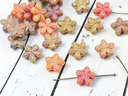 *10* 16mm Mixed Picasso Flower Beads