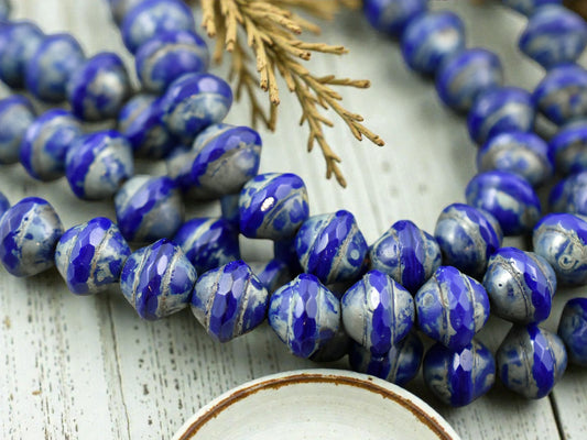 *10* 9x11mm Opaque Cobalt Travertine Saturn Beads