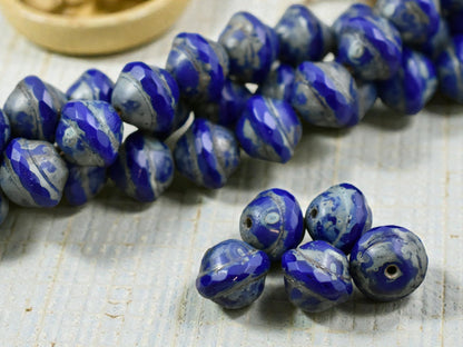 *10* 9x11mm Opaque Cobalt Travertine Saturn Beads