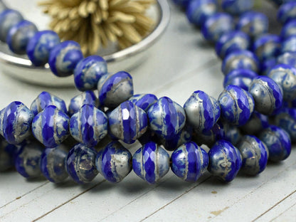 *10* 9x11mm Opaque Cobalt Travertine Saturn Beads