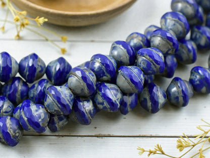 *10* 9x11mm Opaque Cobalt Travertine Saturn Beads