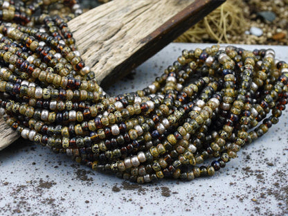 6/0 Aged Honeycomb Picasso Mix Seed Beads (20" Strand)