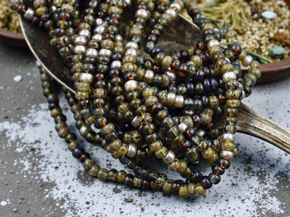 6/0 Aged Honeycomb Picasso Mix Seed Beads (20" Strand)