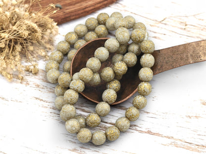 *20* 8mm Gold Washed Etched Ivory Round Druk Beads